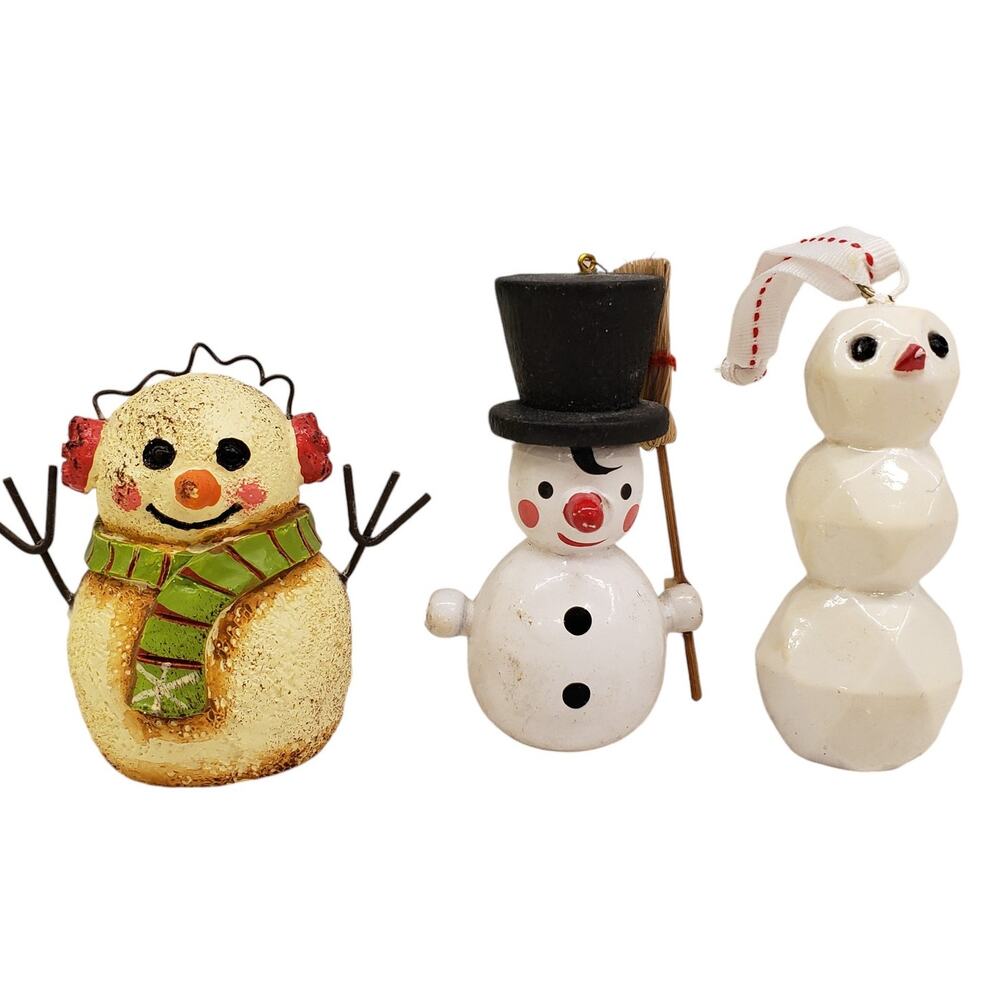 Vintage Porcelain Snowman Christmas Ornaments